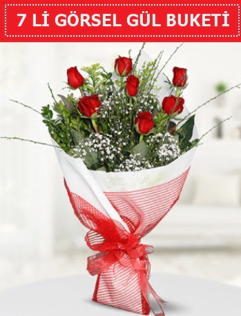 7 adet kırmızı gül buketi Aşk budur  Mersin çiçek servisi , çiçekçi adresleri 