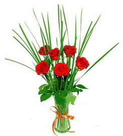  Mersin çiçek mağazası , çiçekçi adresleri  6 adet kırmızı güllerden vazo çiçeği