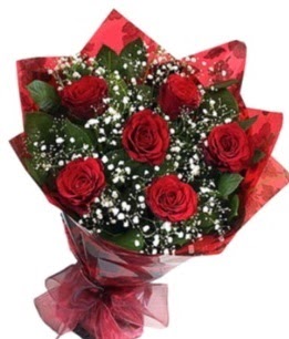 6 adet kırmızı gülden buket  Mersin online çiçek gönderme sipariş 